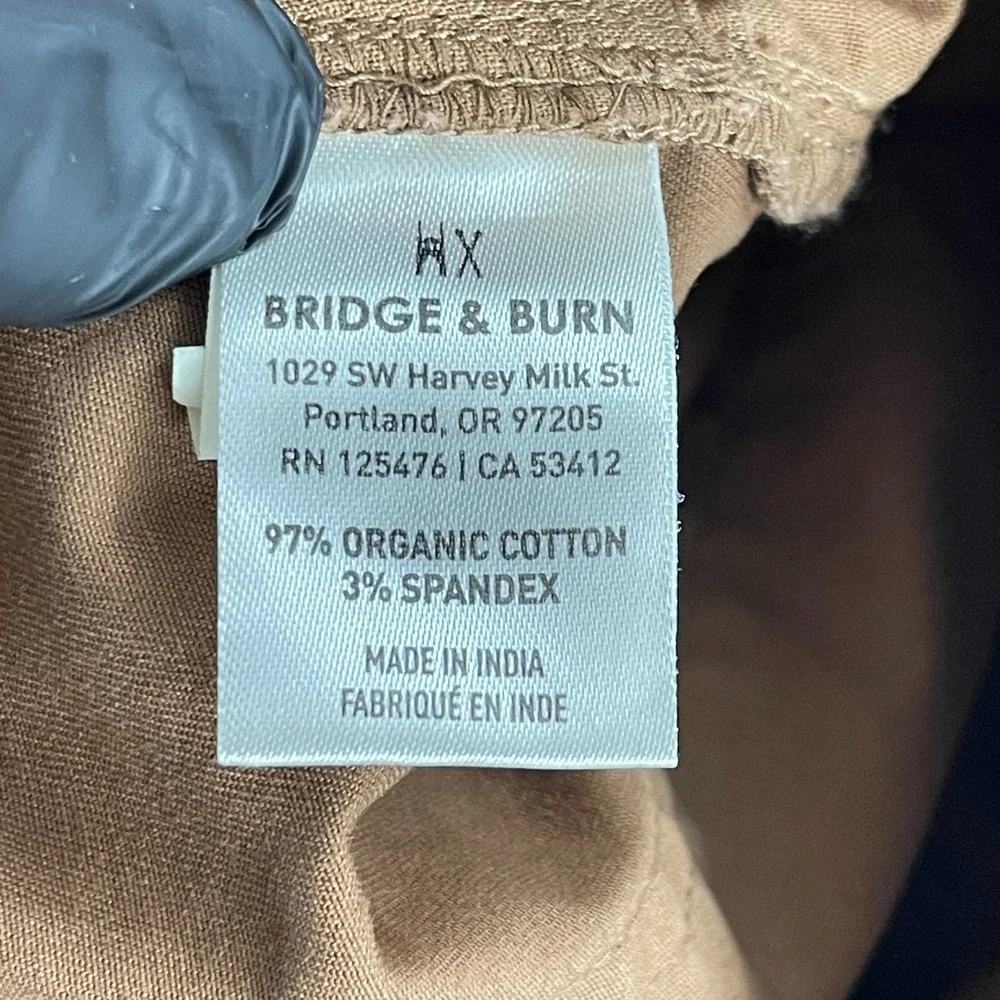Bridge & Burn Brown Organic Cotton Chino Pants Mens Straight Leg Casual Size 32R